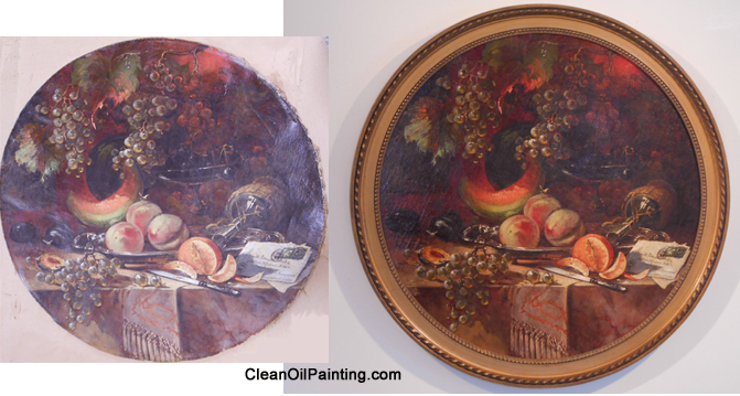 oil painting before + after cleaning relining revarnishing